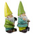 Set of 2 Green and Yellow Gnome Outdoor Garden Statues 12.25"
