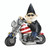 Biker Gnome Solar Powered Outdoor Statue - 8" - Black and Silver