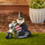 Biker Gnome Solar Powered Outdoor Statue - 8" - Black and Silver
