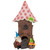 14" Solar Lighted Bless Our Home Gnome Tree House Outdoor Garden Statue - Whimsical Illumination for Your Outdoor Space