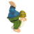 10.5" Green and Blue Hand Standing Gnome Hand Painted Outdoor Garden Statue