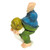 10.5" Green and Blue Hand Standing Gnome Hand Painted Outdoor Garden Statue