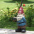 18.25" Red and Blue Bobblehead Gnome Holding Lantern Outdoor Garden Statue