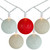 10 Red, Green and Cream Yarn Ball Patio Globe Lights - 8.6 ft White Wire