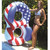 65" Inflatable Patriotic American Flag Duo Circular Swimming Pool Lounger