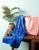 64" Blue Rectangular Jacquard Beach Towel with Minimalist Design