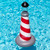 43.5" LED Red and White Striped Lighthouse Swimming Pool Float