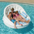 70-Inches Inflatable White and Blue Striped Floating Swimming Pool Sofa Lounge Raft