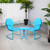 3-Piece Retro Metal Tulip Chairs and Side Table Outdoor Set, Sky Blue