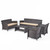 5pc Brown Outdoor Patio Chat Set with Cushions 73.25" - Pristine Style for Royalty Every Day