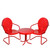Set of 3 Red Retro Outdoor Metal Tulip Chairs and Side Table 34”