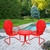 3-Piece Retro Metal Tulip Chairs and Side Table Outdoor Set, Red