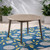 5-Piece Gray Wicker Finish Round Outdoor Furniture Patio Dining Set - Silver Cushions