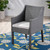 5-Piece Gray Wicker Finish Round Outdoor Furniture Patio Dining Set - Silver Cushions