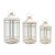 Set of 3 White Mission Style Pillar Candle Lanterns 20"