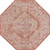 5.25' x 5.25' Rust Red and Beige Medallion Traditional Octagon Outdoor Area Throw Rug