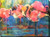 Pink and Blue Flirty Flamingos Outdoor Canvas Rectangular Wall Art Decor 40" x 30"