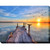 Blue and Orange Fishing Dock Outdoor Canvas Rectangular Wall Art Decor 30" x 40"