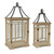 Wooden Candle Lanterns - 31" - Brown and Black - Set of 2