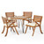 5-Piece Teak Brown Rustic Finish Outdoor Furniture Patio Dining Set - Cream White Cushions