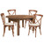 5-Piece Brown Round Outdoor Patio Table with Cross Back Chairs and Cushions