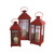 Set of 3 Red Mission Style Pillar Candle Lanterns 20"