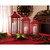 Set of 3 Red Mission Style Pillar Candle Lanterns 20"