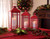 Set of 3 Red Mission Style Pillar Candle Lanterns 20"