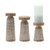 Set of 3 Pattern Pillar Candle Holders 10"