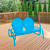 2-Person Outdoor Retro Metal Tulip Double Glider Patio Chair, Turquoise Blue