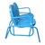2-Person Outdoor Retro Metal Tulip Double Glider Patio Chair, Turquoise Blue