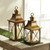 22" Brown Stainless Steel Medium Footed Lantern with Glass Panels