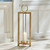 30.5" Gold Aluminum Large Footed Lantern with Circular Handle