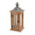 16.25" Brown and Clear Rustic Lantern with Metal Roof