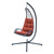 78" Red and Black Cushioned Rattan Wicker Hanging Chair with Stand