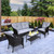 4pc Black Resin Wicker Deep Seated Patio Set with Gray Cushions