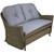 46" Taupe Gray Resin Wicker Deep Seated Double Glider with Gray Cushions