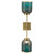 24.75" Vapor Double Wall Sconce in Antique Brass and Aqua Metallic Glass