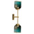 24.75" Vapor Double Wall Sconce in Antique Brass and Aqua Metallic Glass