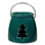 3" Dark Green Christmas Votive Candle Holder with Tree Cut Out