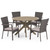 5pc Gray Contemporary Wicker Outdoor Furniture Patio Dining Set - Gray Cushions