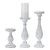 Set of 3 Distressed White Pillar Candle Holders 13.5"