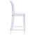 42.5" Clear Transparent Contemporary Ghost Outdoor Counter Stool with Oval Back