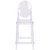 42.5" Clear Transparent Contemporary Ghost Outdoor Counter Stool with Oval Back