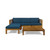 5-Piece Teak Finish Wood Outdoor Furniture Patio Sofa Set - Dark Teal Cushions