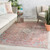2' x 3' Red and Light Blue Floral Antique Rectangular Outdoor Area Throw Rug