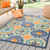 5.25' x 7.5' Orange and Blue Contemporary Outdoor Patio Rectangular Area Throw Rug