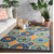 8.6' x 11.8' Orange and Blue Contemporary Outdoor Patio Rectangular Area Throw Rug