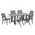7-Piece Gunmetal Gray and Black Finish Aluminum Outdoor Furniture Patio Dining Set