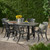 7-Piece Gunmetal Gray and Black Finish Aluminum Outdoor Furniture Patio Dining Set